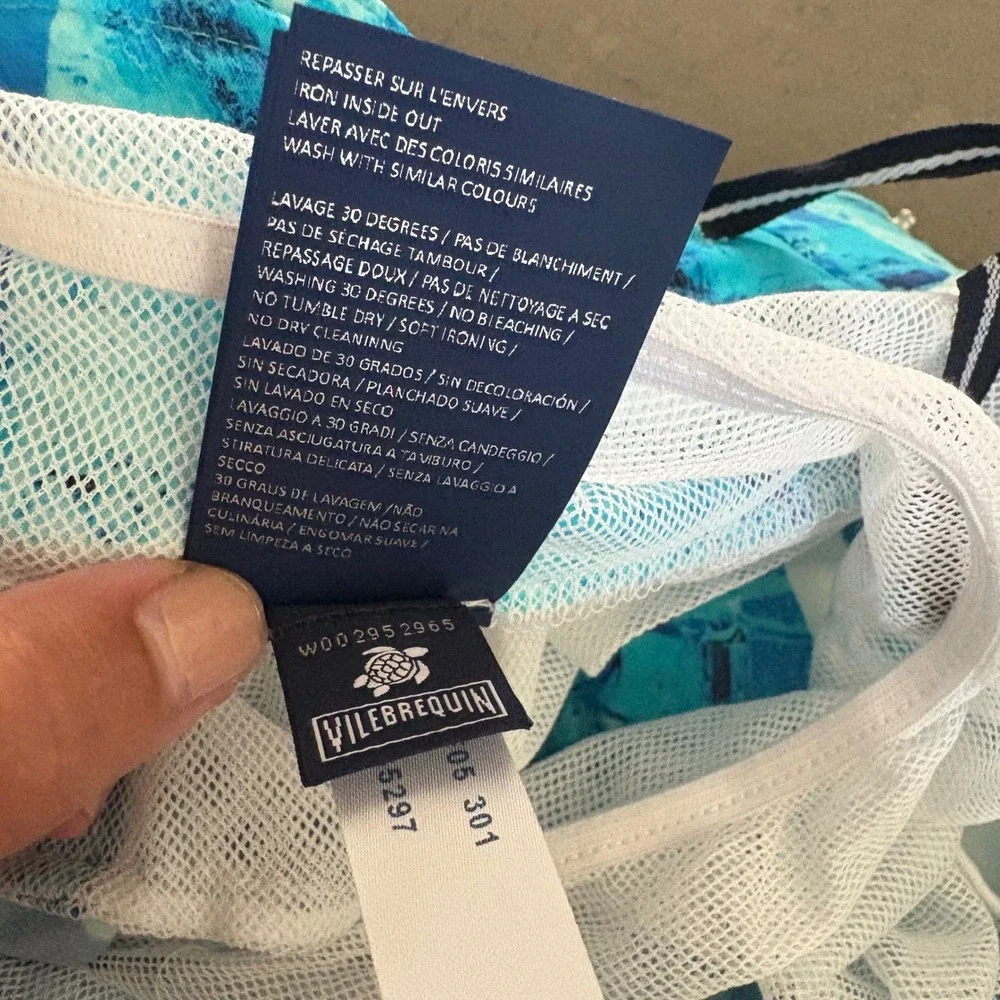 NEW Vilebrequin Men M Swim Trunk Short Flat Belt Luxury Resort Vacation Euro Art